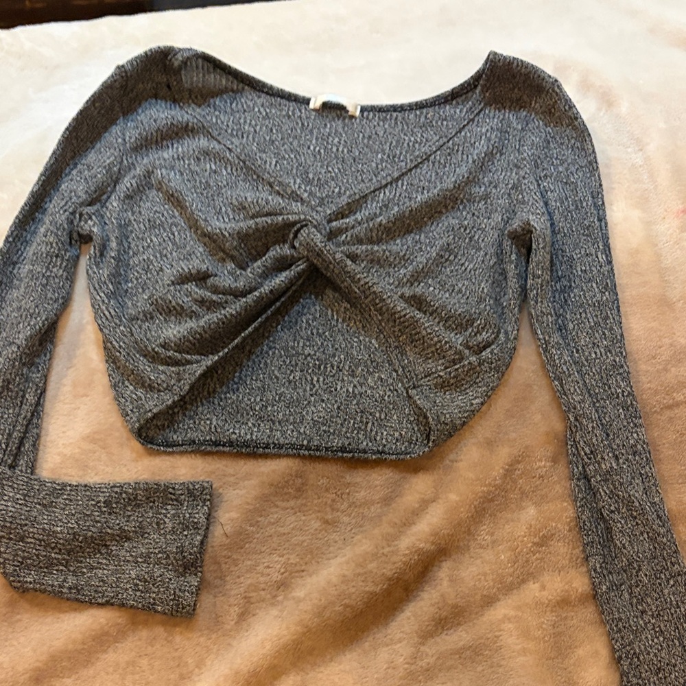 Bozzolo Charcoal Twist Front Crop Top